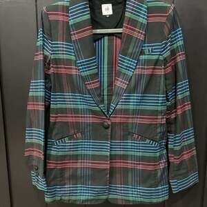 CAbi Holiday One Button Plaid Blazer Style 3850